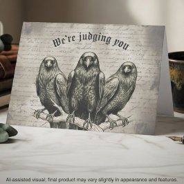 Cartão Arte de Corvo Academia Sépia Engraçada