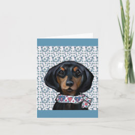 Cartão Arte de Dachshund de Natal
