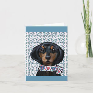 Cartão Arte de Dachshund de Natal