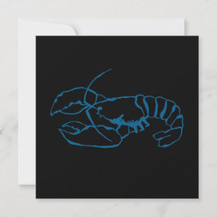 Cartão Arte de Desenho Simples do Mar de Lagosta Azul
