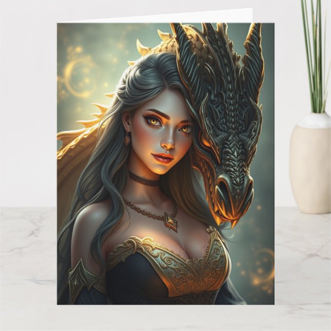 Cartão Arte de Dragão Místico (Frente)