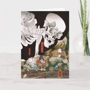 Cartão Arte de Espectro de Esqueleto Ukiyo-e Vintage Kuni