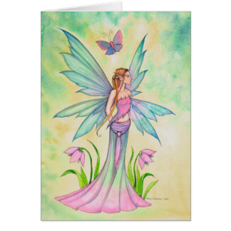 Cartão Arte de Fantasia da Fada Borboleta da Primavera