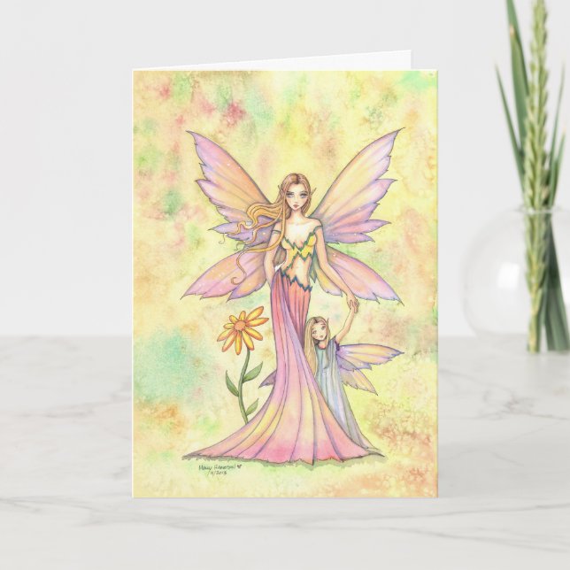 Cartão Arte de Fantasia de Fada do Dia das Mães (Frente)