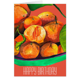 Cartão Arte de fruta de cor laranja mandarina