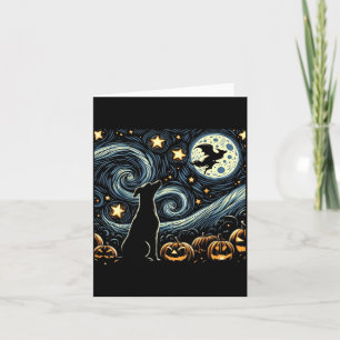 Cartão Arte de Halloween Estrelado Noite Arte Céu Cachorr