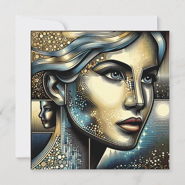 Cartão Arte de IA Abstrata | Rosto de Mulher (Frente)