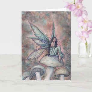 Cartão Arte de Ilustração Fada Aquarela Descanso de Luna