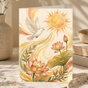 Cartão Arte de Luz Solar Espiritual Cura com a Pomba &