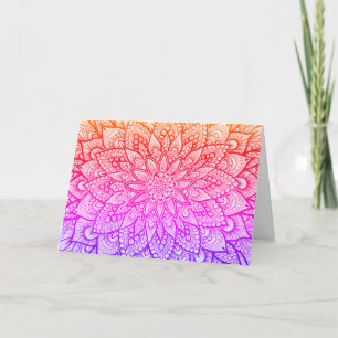 Cartão Arte de Mandala Detalhado MultiColor Feliz Anivers