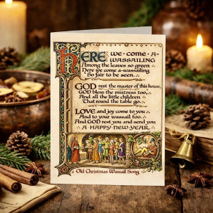 Cartão Arte de Manuscrito Iluminado da Canção Vintage Was