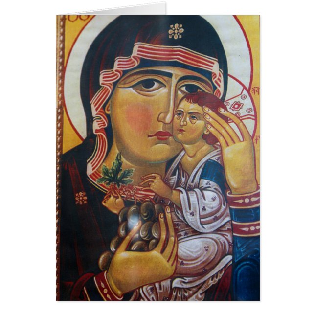 Cartão Arte de Maria Mãe e Jesus (Frente)