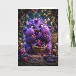 Cartão Arte de Monstro Fofo Bandido de Frutas Fantasia Fl