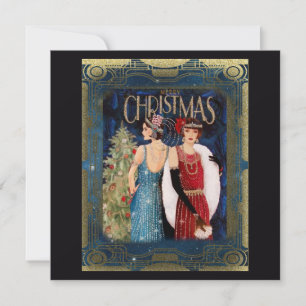 Cartão Arte de Natal Damas de 1930