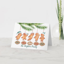 Cartão Arte de Natal personalizada com nome da família Bi