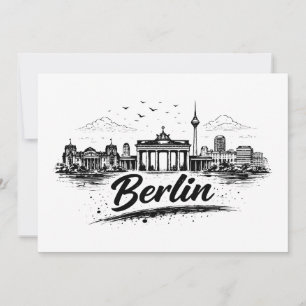 Cartão Arte de Paisagem Urbana Minimalista de Berlim Alem