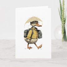 Arte de Pato Caprichoso Caminhando na Chuva