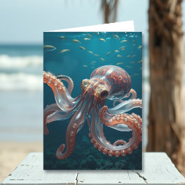 Cartão Arte de polvo de vidro iridescente | Aniversário d