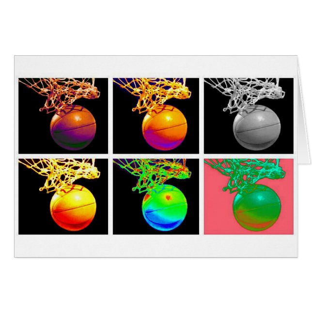 Cartão Arte de Pop de bola de basquete B (Frente Horizontal)