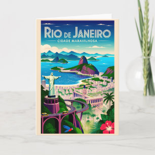 Cartão Arte de Poster de Viagem Retro do Rio de Janeiro B