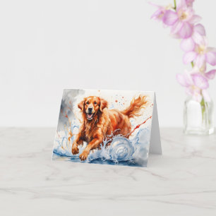 Cartão Arte de respingo de Retriever Dourado Aquarela em
