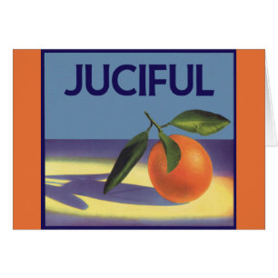 Cartão Arte de rótulo de caixa de frutas vintage, laranja
