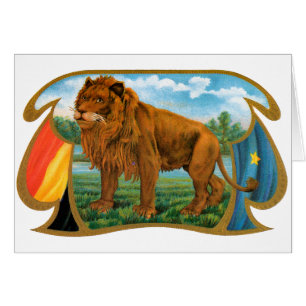 Cartão Arte de rótulo de charuto vintage, Leão, Rei da Se