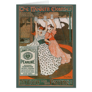 Cartão Arte de rótulo de produto antigo Pearline Modern C
