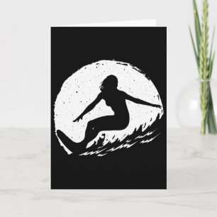 Cartão Arte de Surf para Mulheres Meninas Praia Surfista
