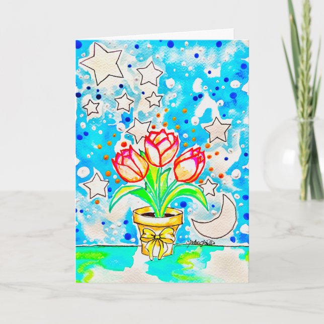 Cartão Arte de Tulipas (Frente)