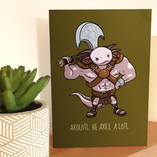 Cartão Arte de um Axolote com um Guerreiro Gladiador de M