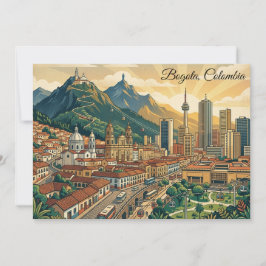 Cartão Arte de Viagem Colorido Vintage Bogotá Colômbia
