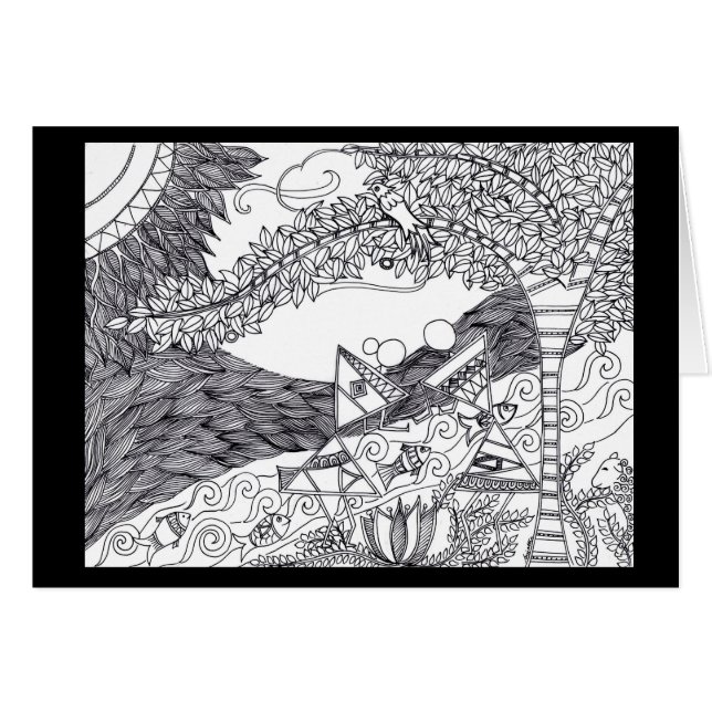 Cartão Arte de Warli (Frente Horizontal)