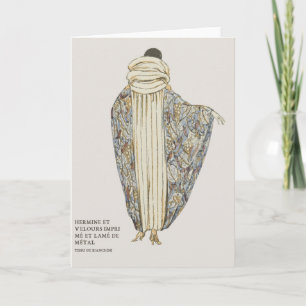 Cartão Arte Deco Art Nouveau Ilustração da Moda Francesa
