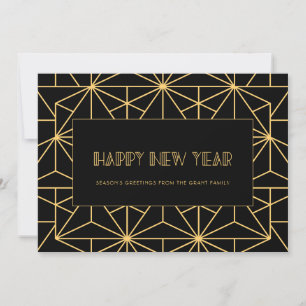Cartão Arte deco Feliz Ano Novo dos anos 20