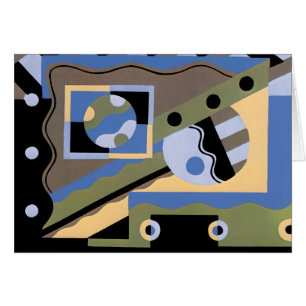 Cartão Arte Deco Pochoir Vintage Padrão Jazz Cubismo