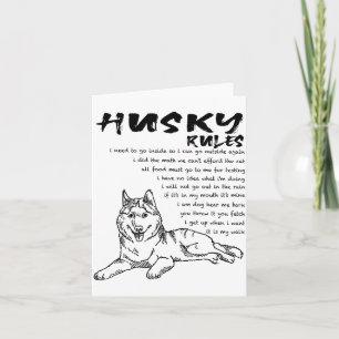 Cartão Arte Desenhada à Mão de Cachorro Husky Siberiano E