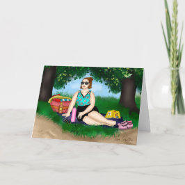 Cartão Arte desenhada | Relaxamento de mulheres em Praia