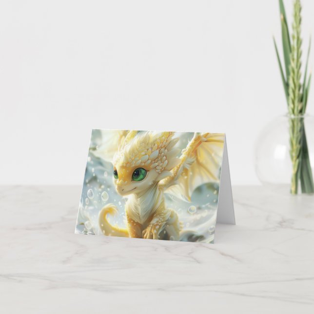 Cartão Arte Digital Dragão Amarelo Bebê (Frente)