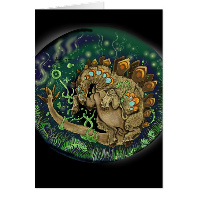 Cartão Arte do Dinossauro do Stegossauro (Frente)