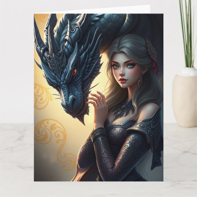 Cartão Arte do Dragão Místico (Frente)