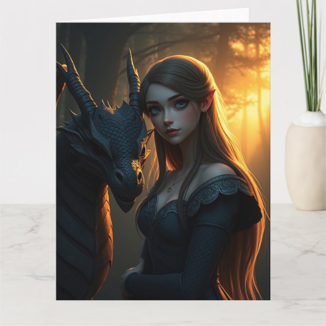 Cartão Arte do Dragão Místico (Frente)