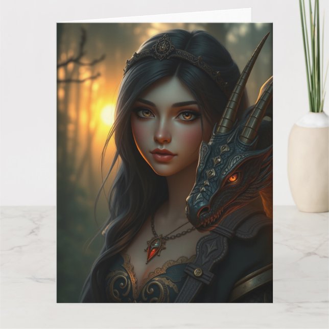 Cartão Arte do Dragão Místico (Frente)