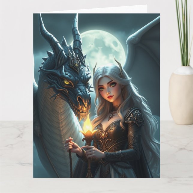 Cartão Arte do Dragão Místico (Frente)