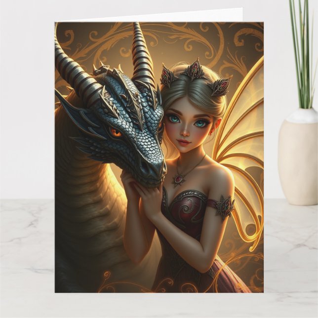 Cartão Arte do Dragão Místico (Frente)