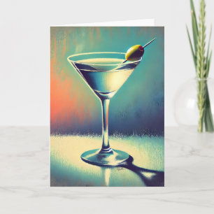 Cartão Arte do Martini I Love The Blues de Meados do Sécu