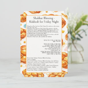 Cartão Arte em Aquarela Challah, Bênção do Shabat, Kiddus