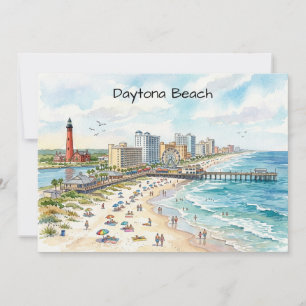 Cartão Arte em Aquarela Charme Costeiro de Daytona Beach