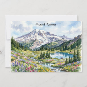 Cartão Arte em Aquarela do Parque Nacional Mount Rainier