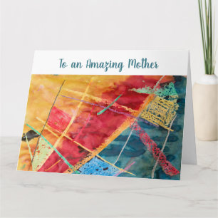 Cartão Arte em Aquarela Moderna de Amor Materno Elegante 